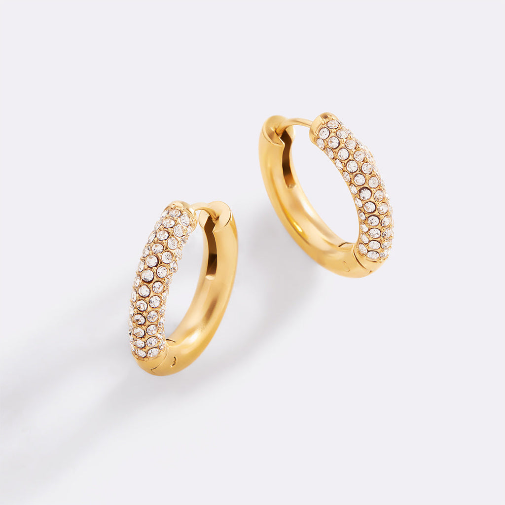 The Pavé Huggie Hoop Earrings
