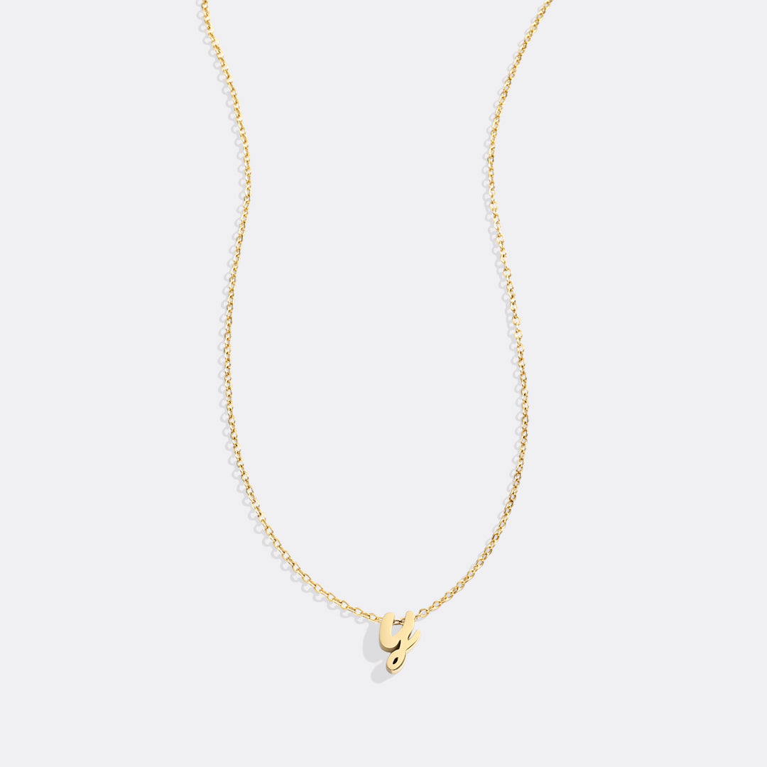 Tiny Script Initial Necklace