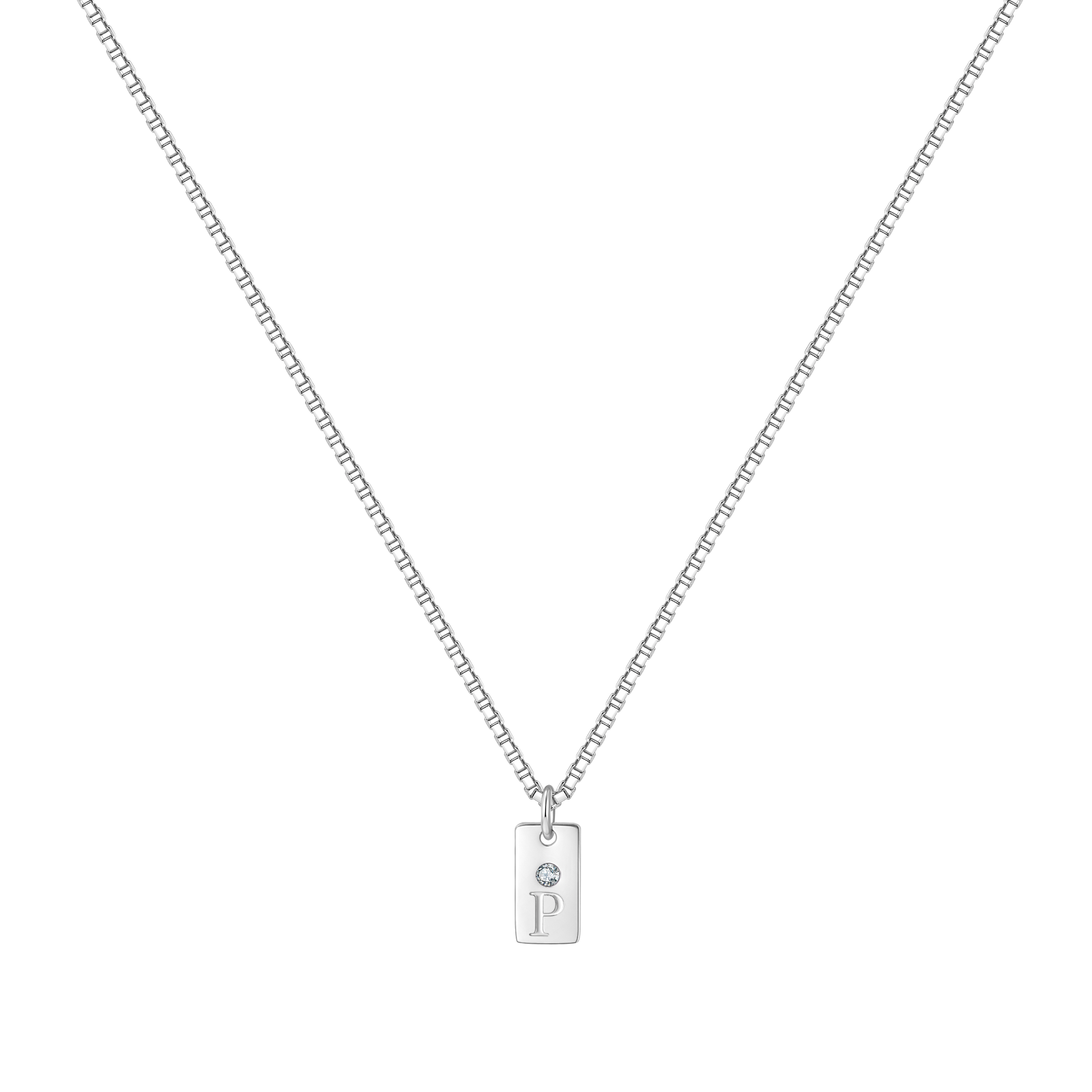 Dainty Pave Tag Initial Necklace