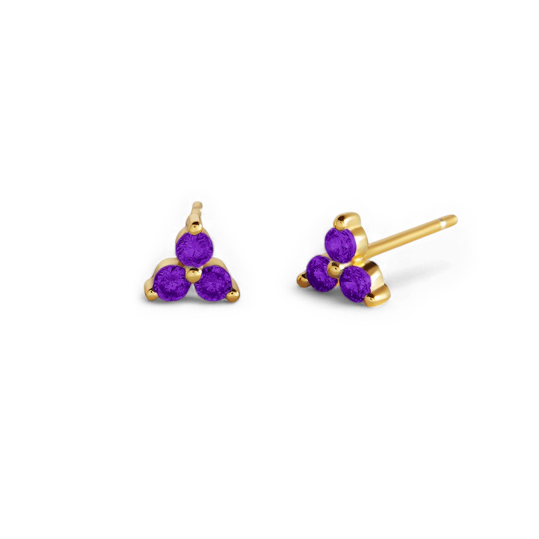 Trinity Birthstone Stud Earrings