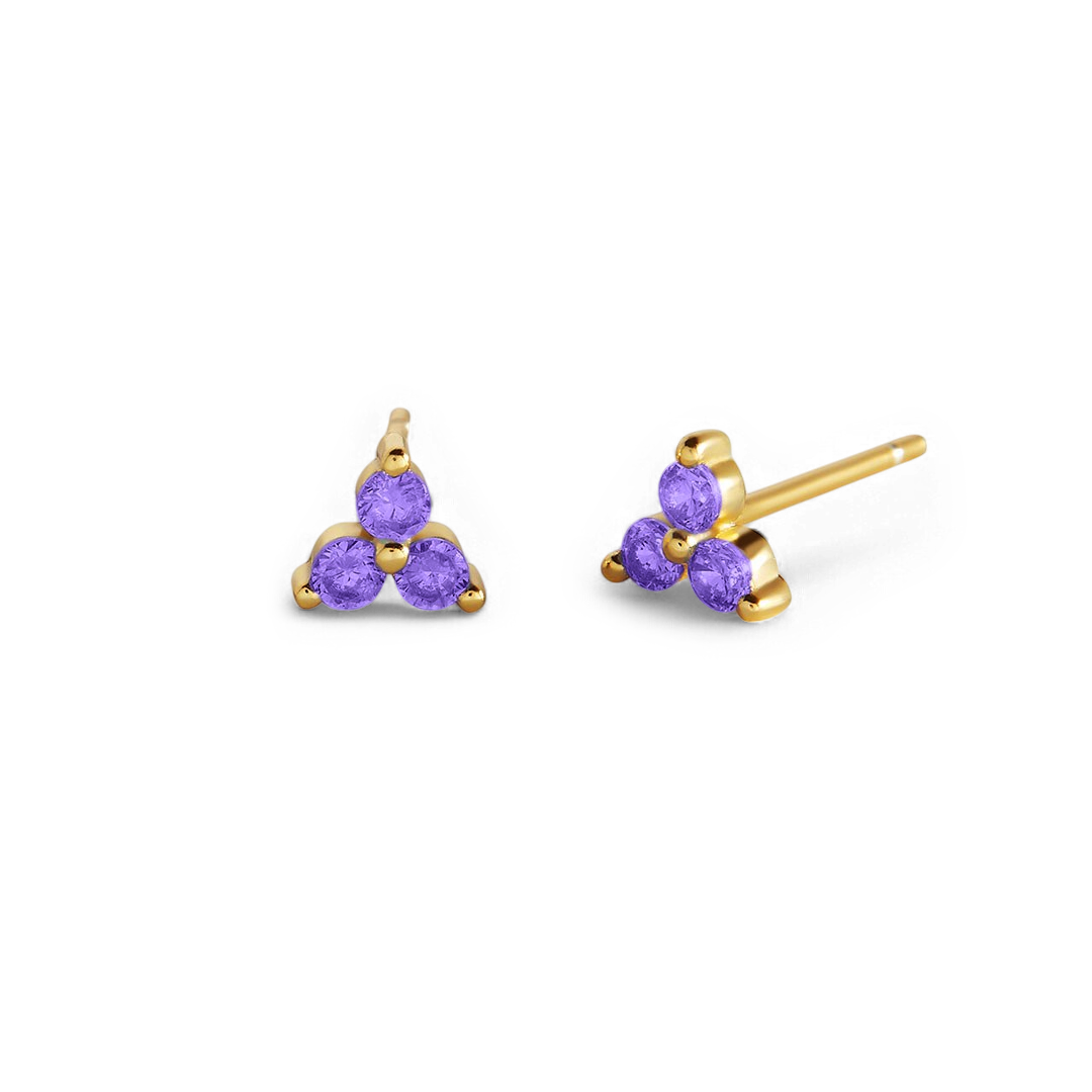 Trinity Birthstone Stud Earrings