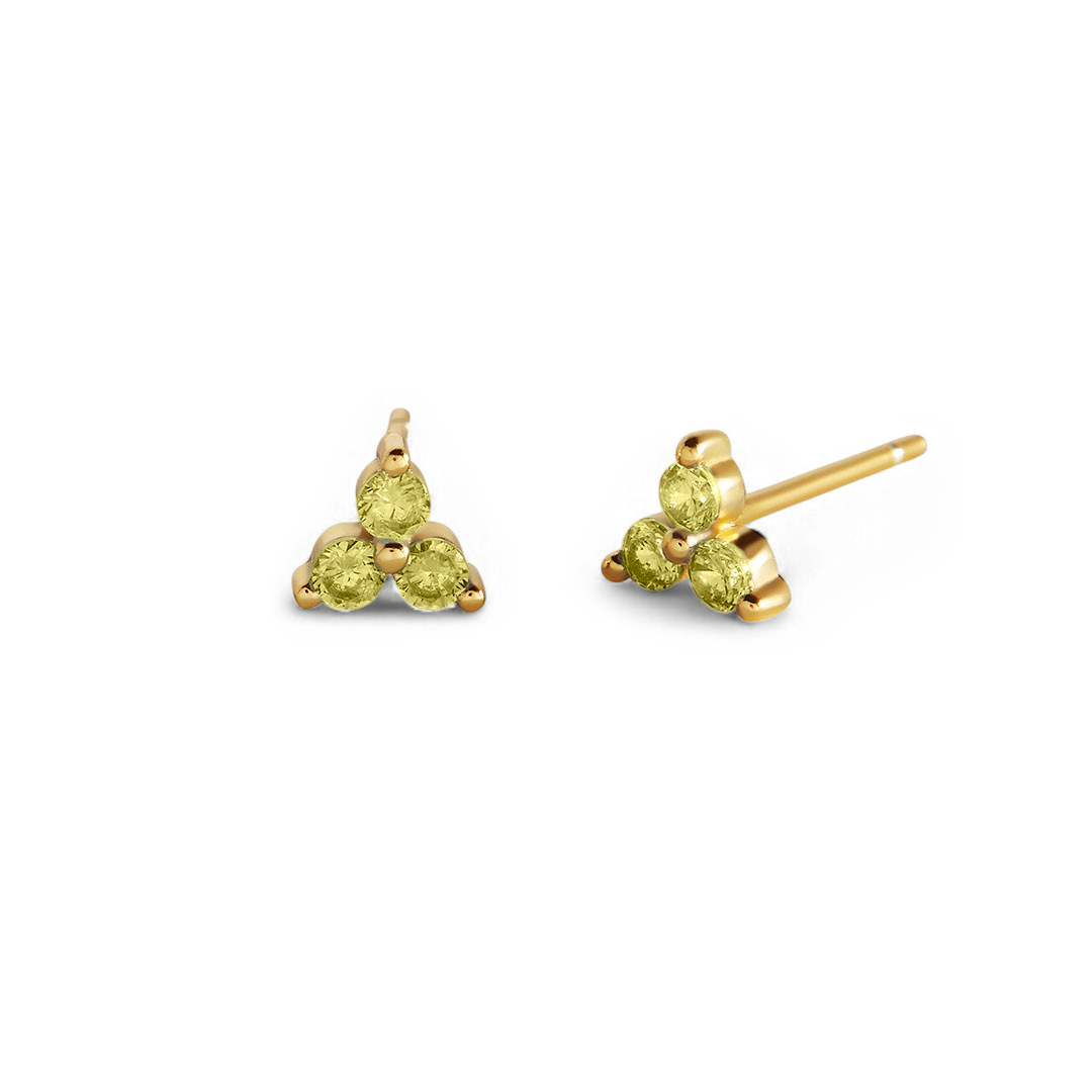 Trinity Birthstone Stud Earrings