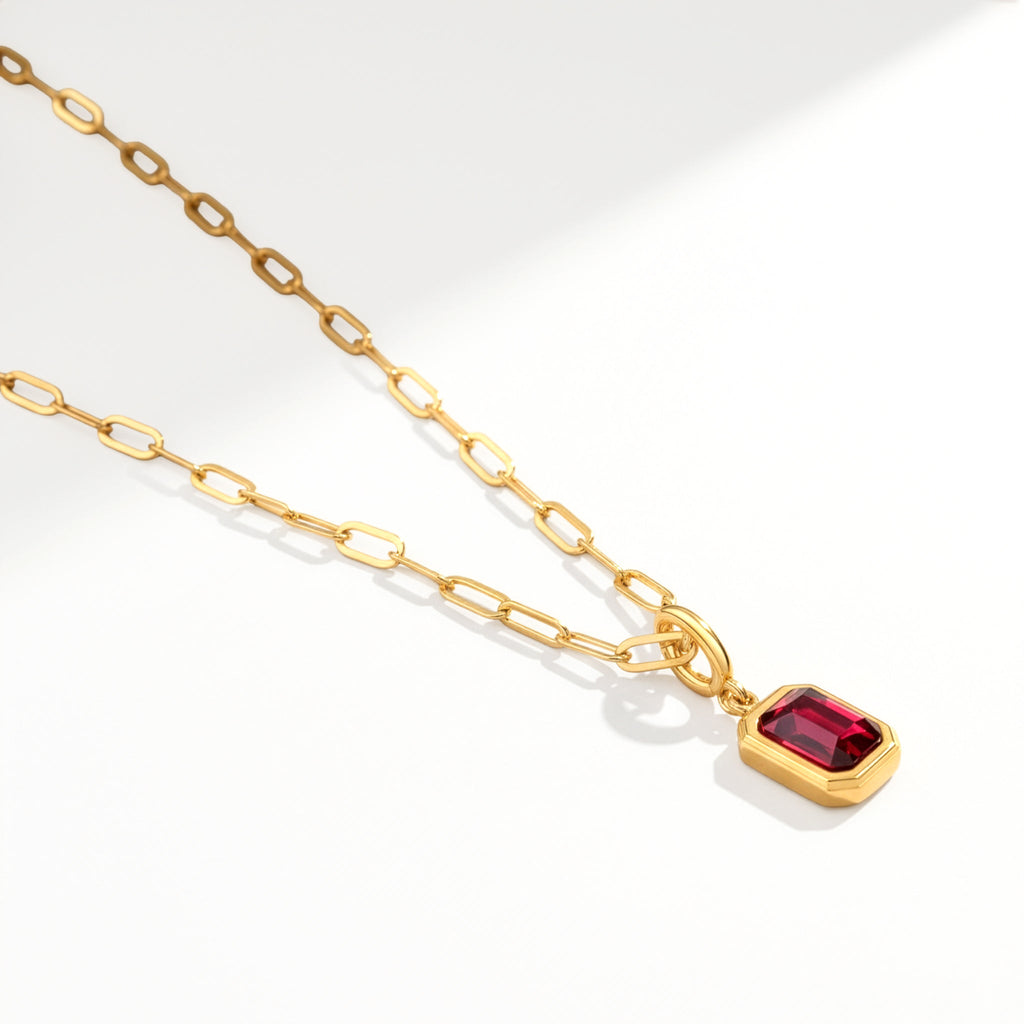 Baguette Birthstone Necklace