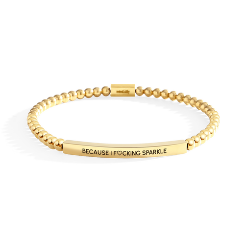 Because I F♡cking Sparkle Gold Beaded Inspire Bracelet