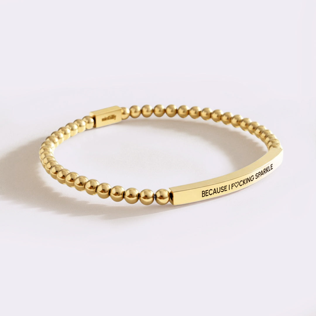 Because I F♡cking Sparkle Gold Beaded Inspire Bracelet