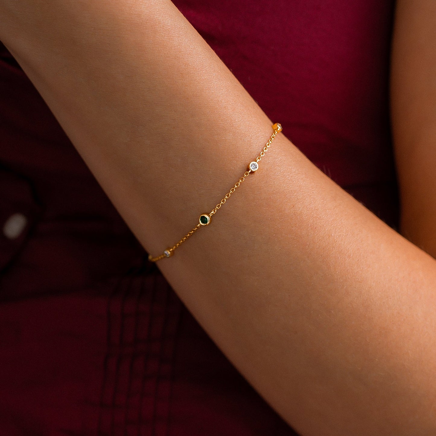July Birthstone Station Bracelet