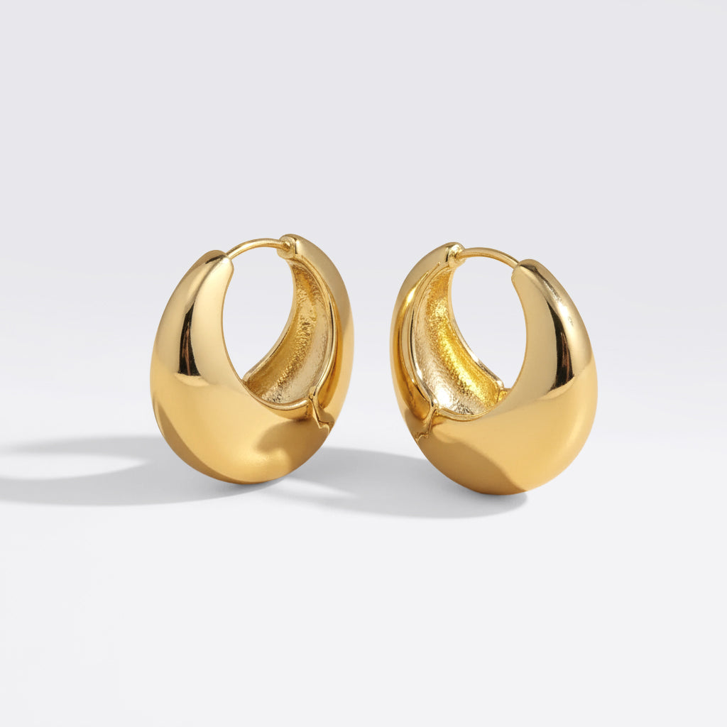 Chunky Round Dome Huggie Earrings