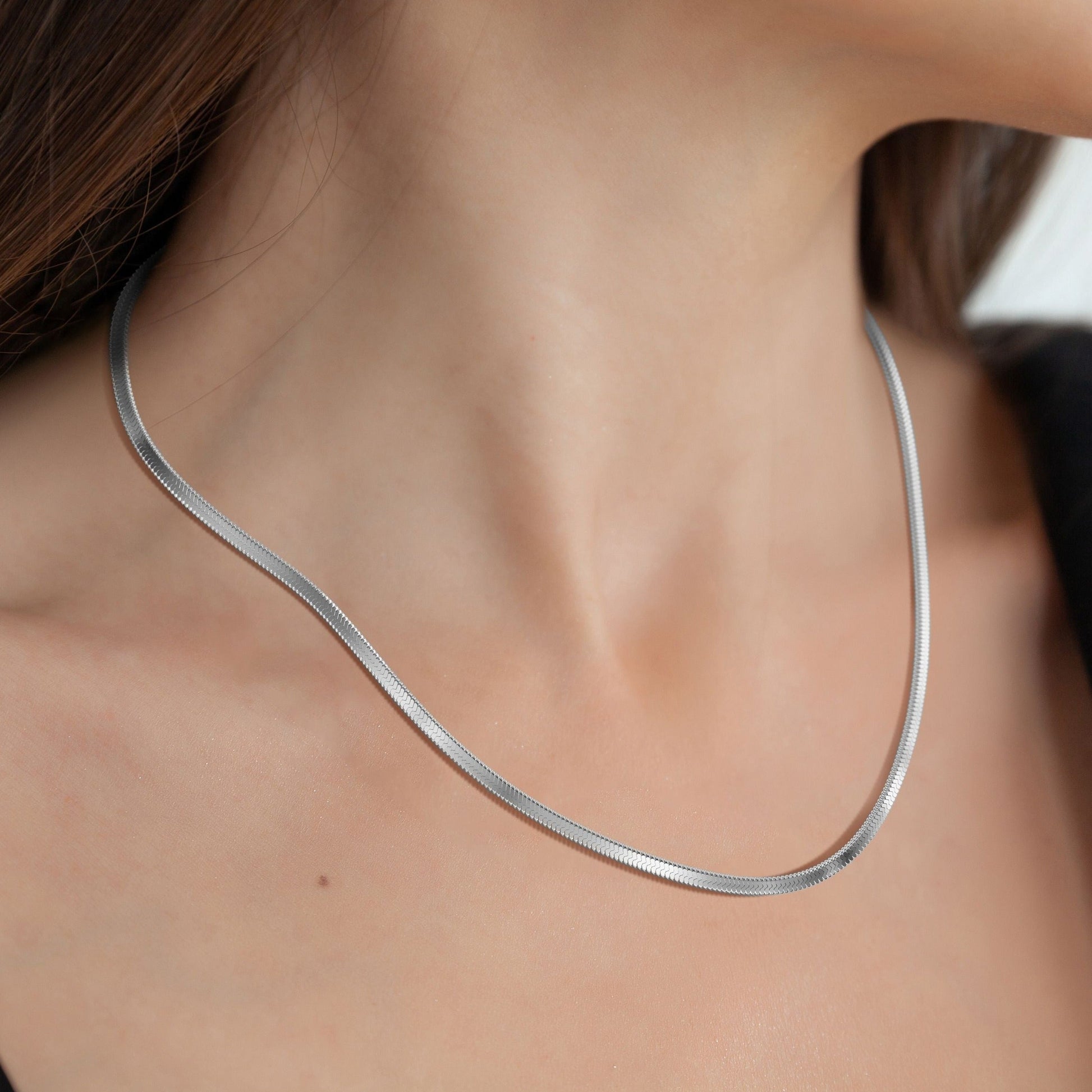 Herringbone Gold Chain Necklace