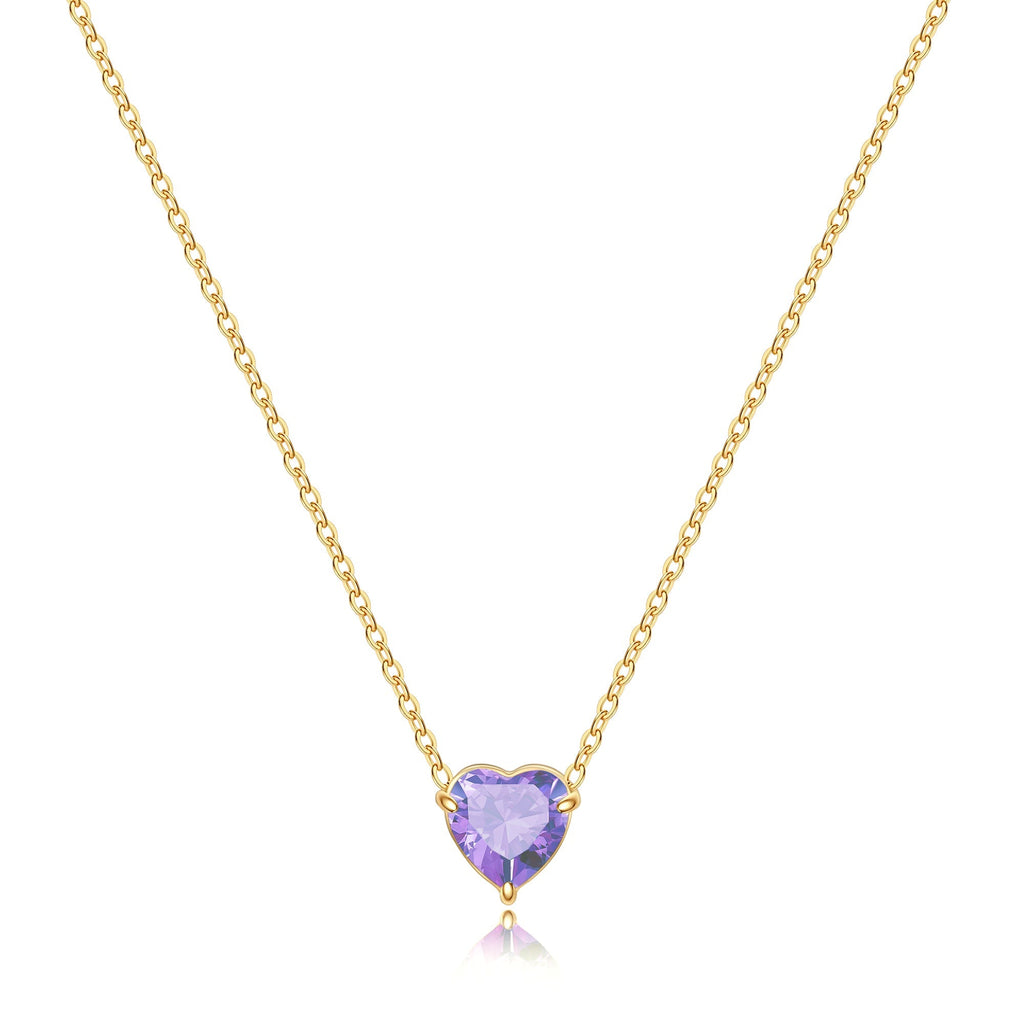 Dainty Birthstone Heart Necklace