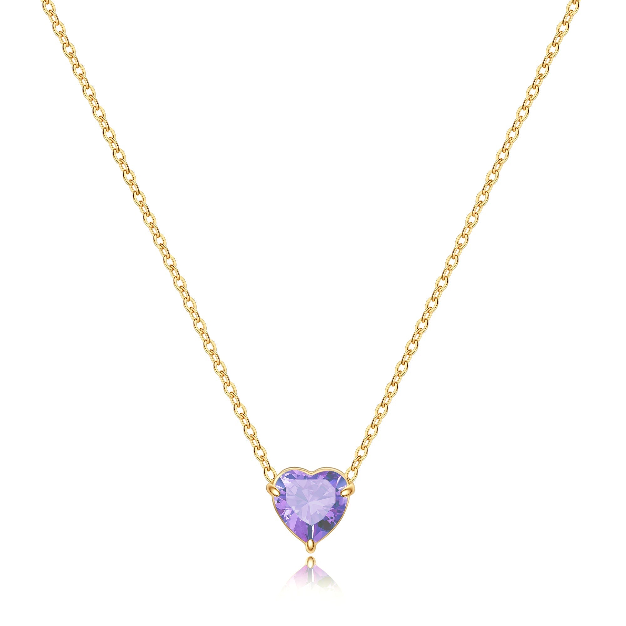 Dainty Birthstone Heart Necklace