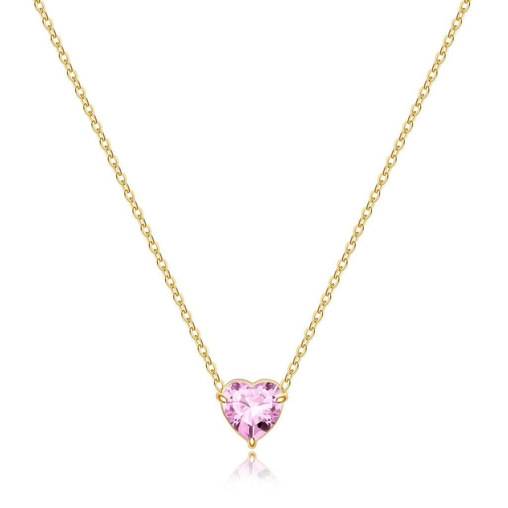 Dainty Birthstone Heart Necklace