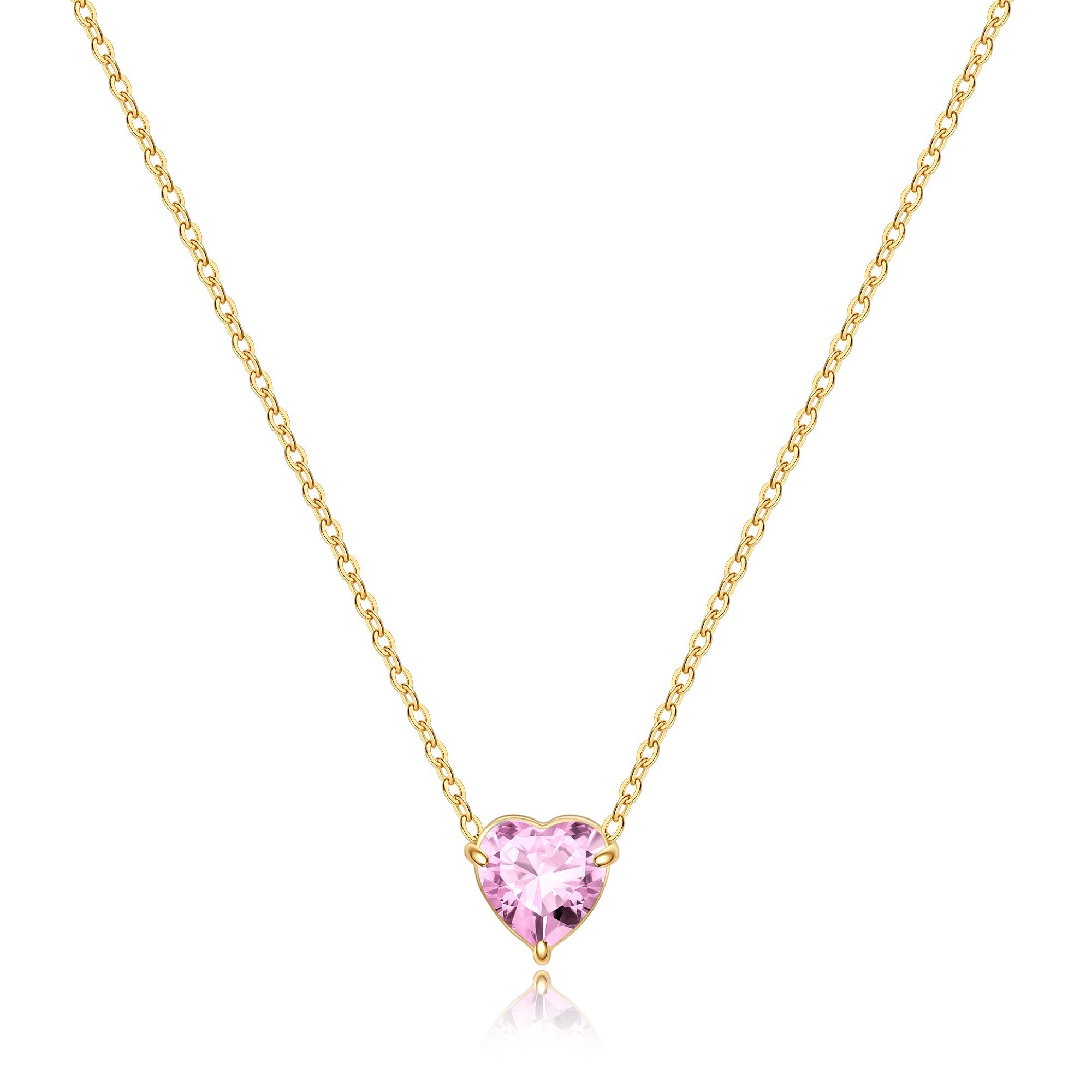 Dainty Birthstone Heart Necklace