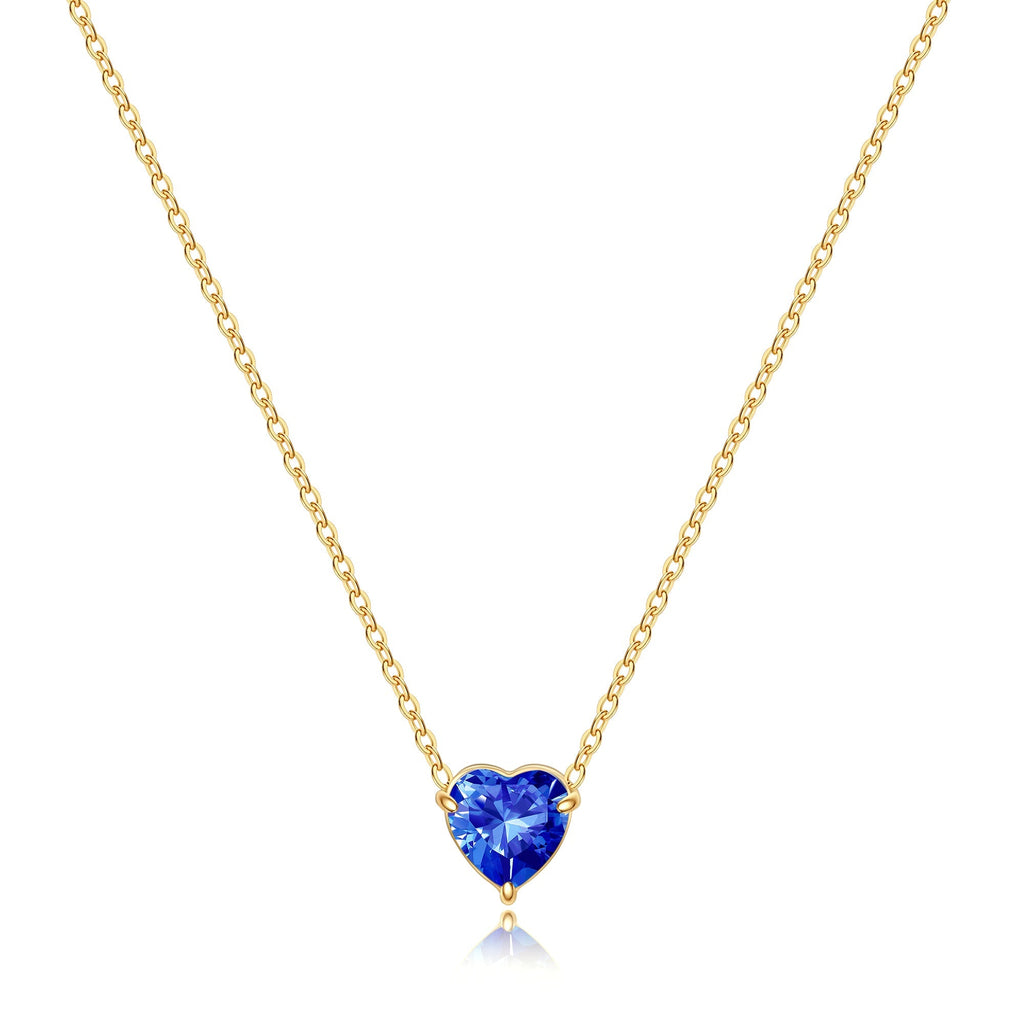 Dainty Birthstone Heart Necklace