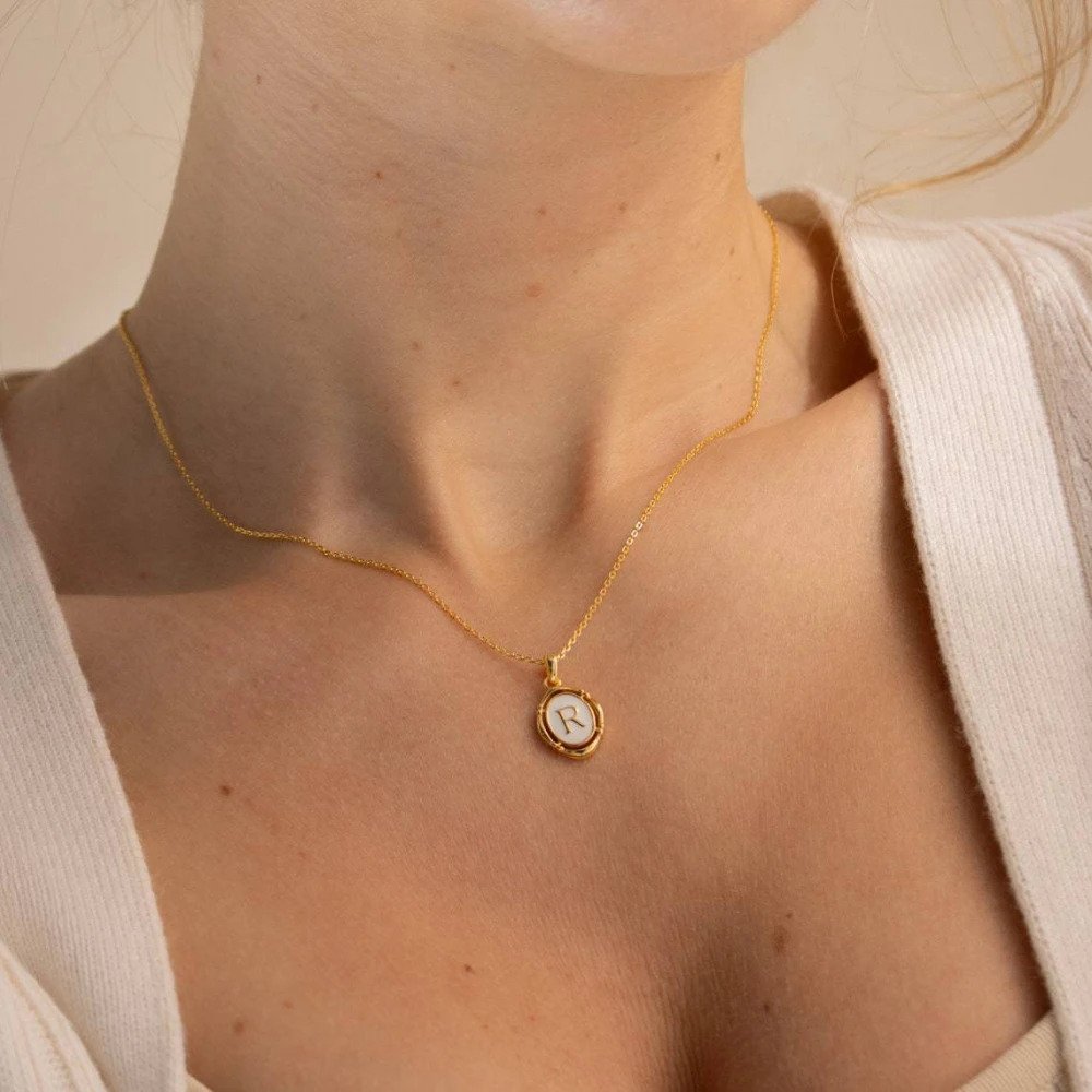 Enamel Initial Pendant Necklace