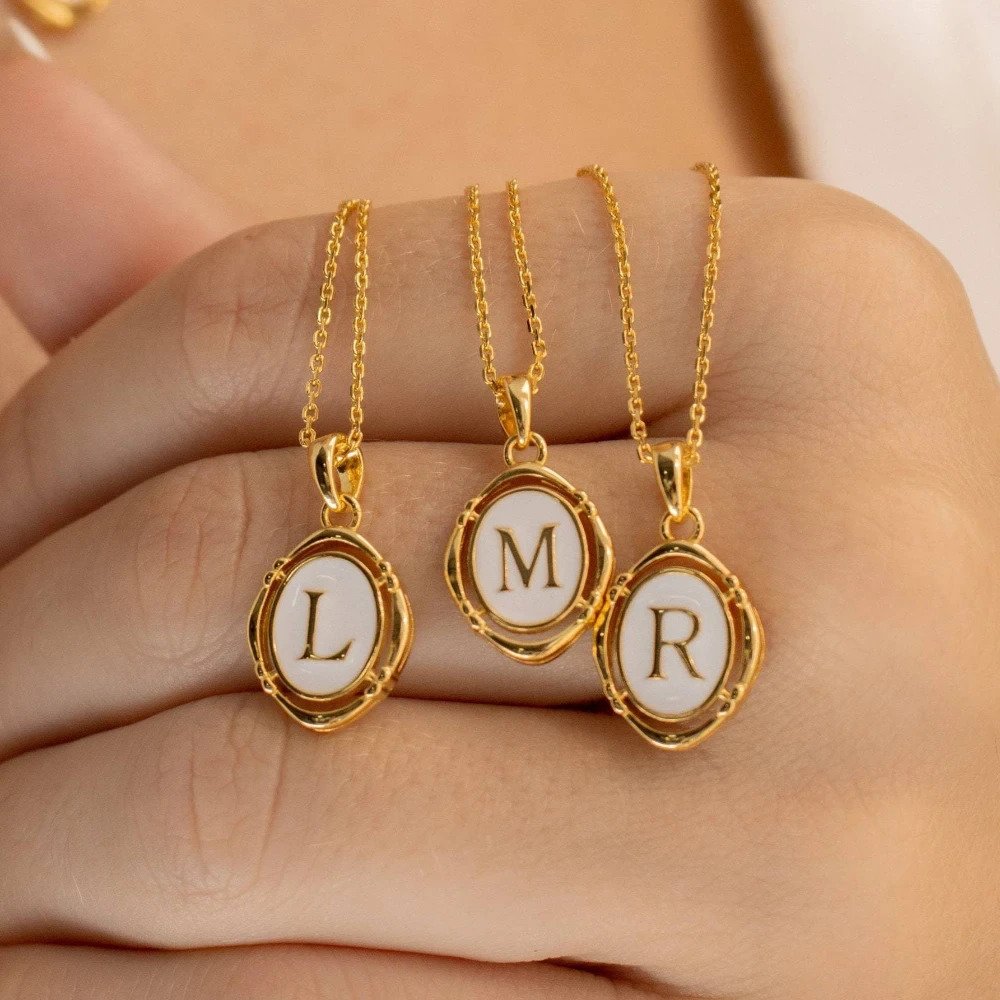 Enamel Initial Pendant Necklace