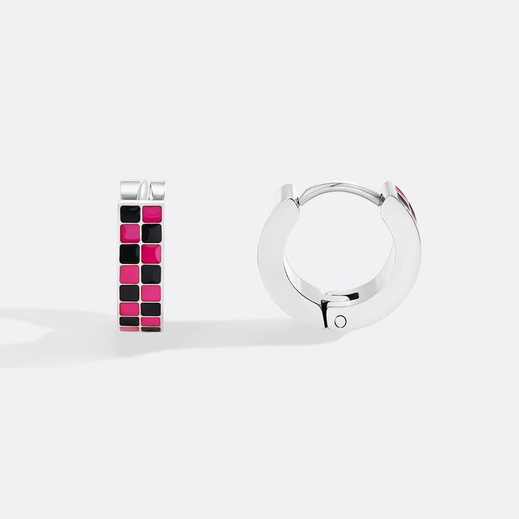 Checkered Hoop Earrings