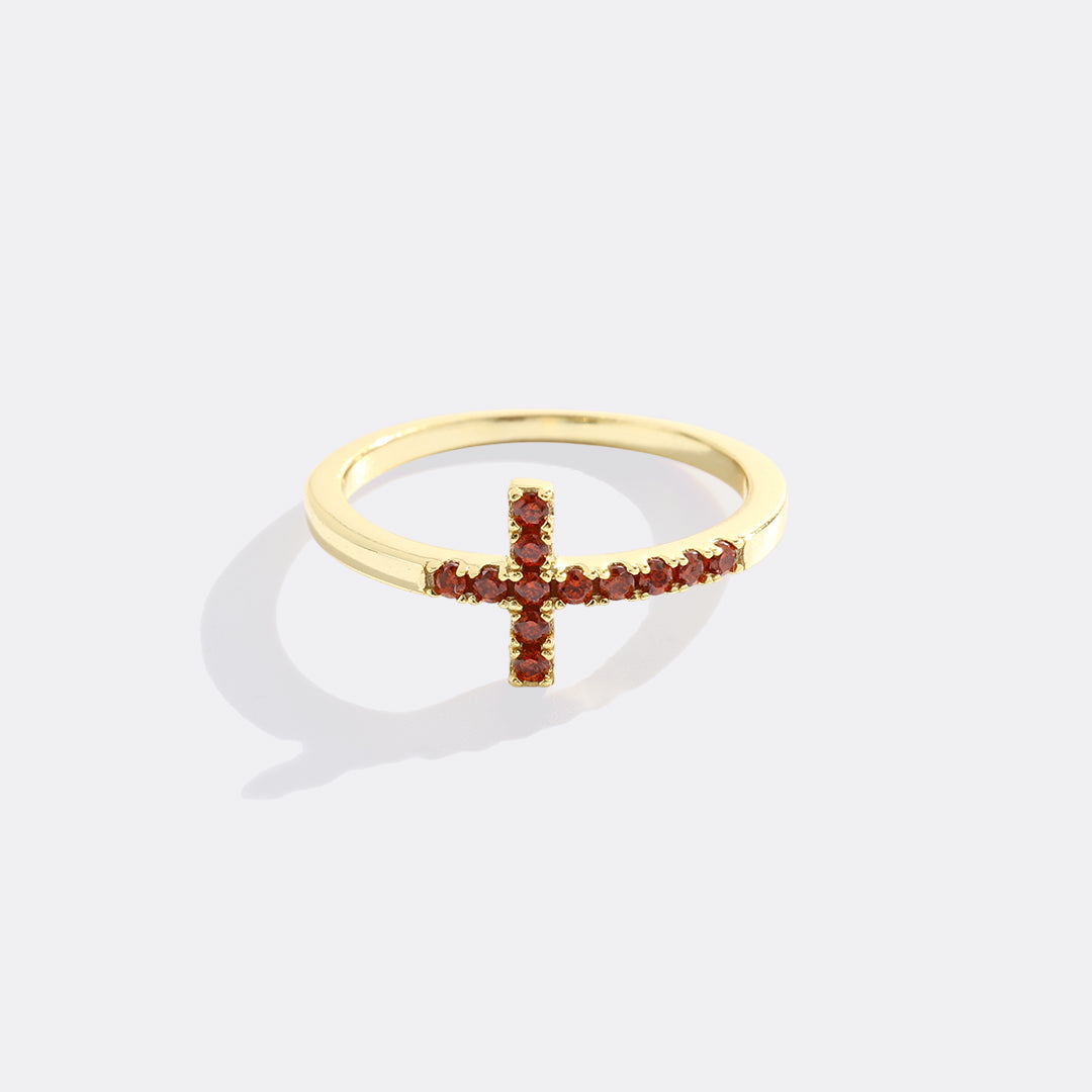 Birthstone Cross Ring