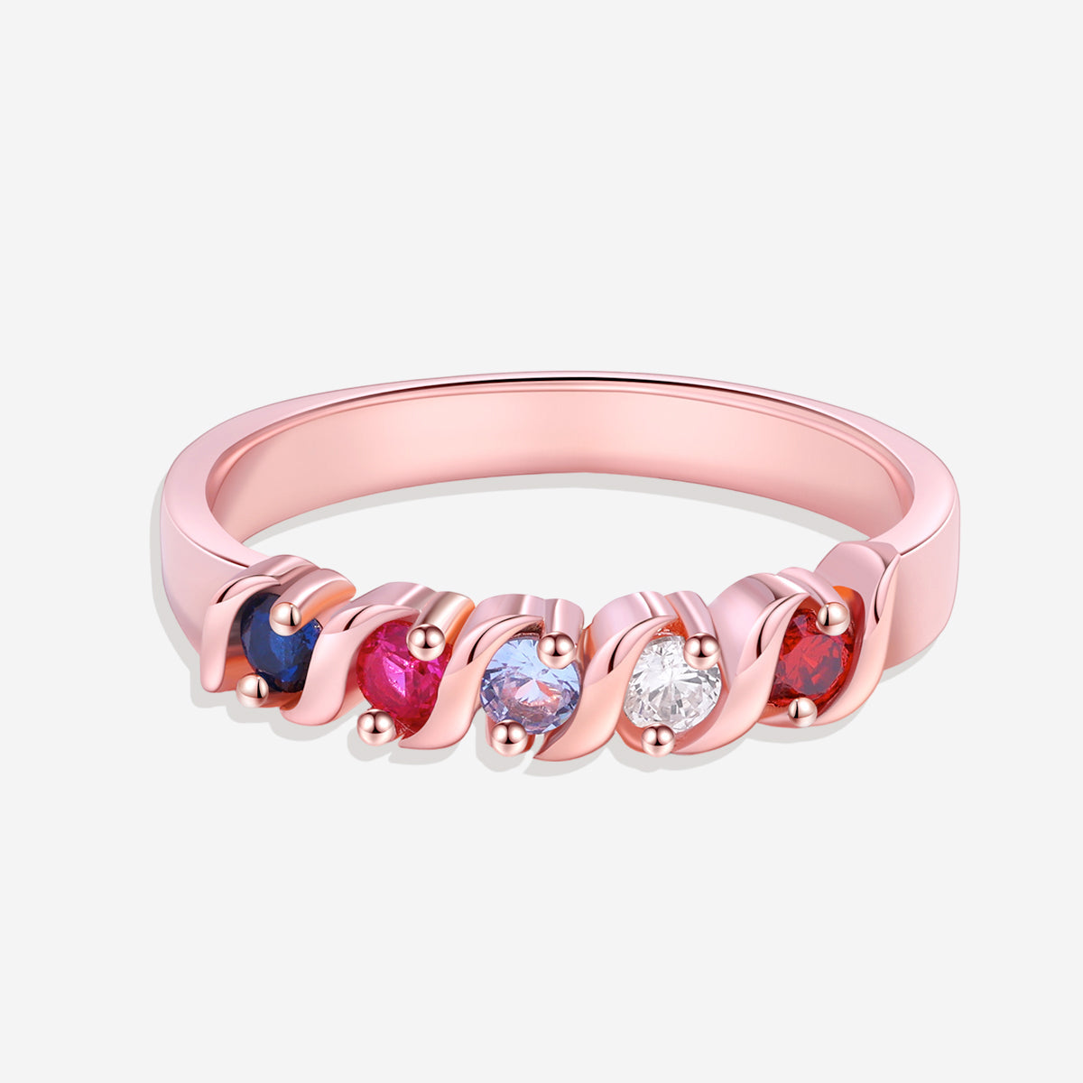 Personalized Wave Birthstones Ring