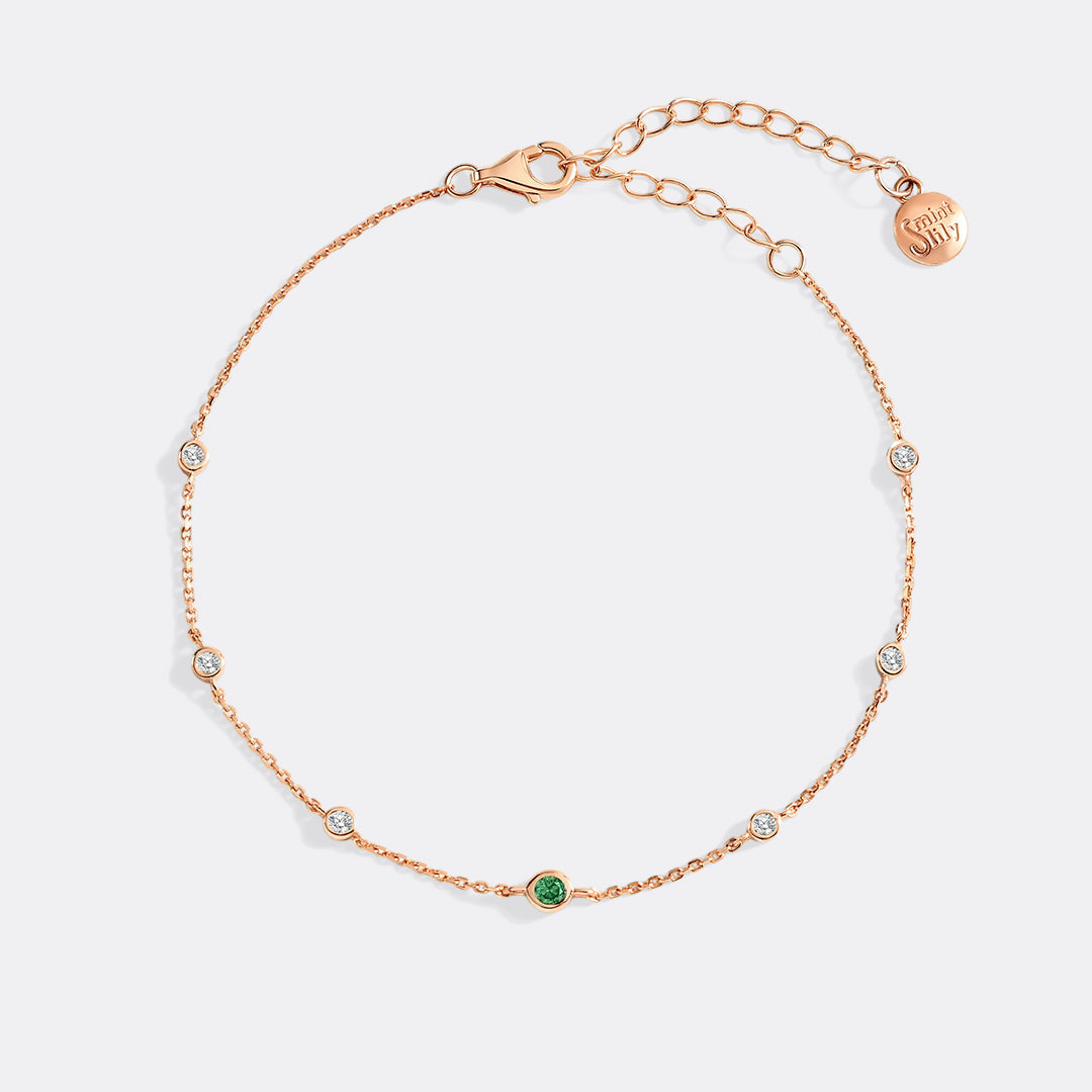 May Birthstone Station Bracelet