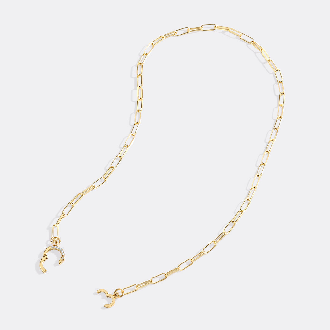 Pave Mint Paperclip Necklace