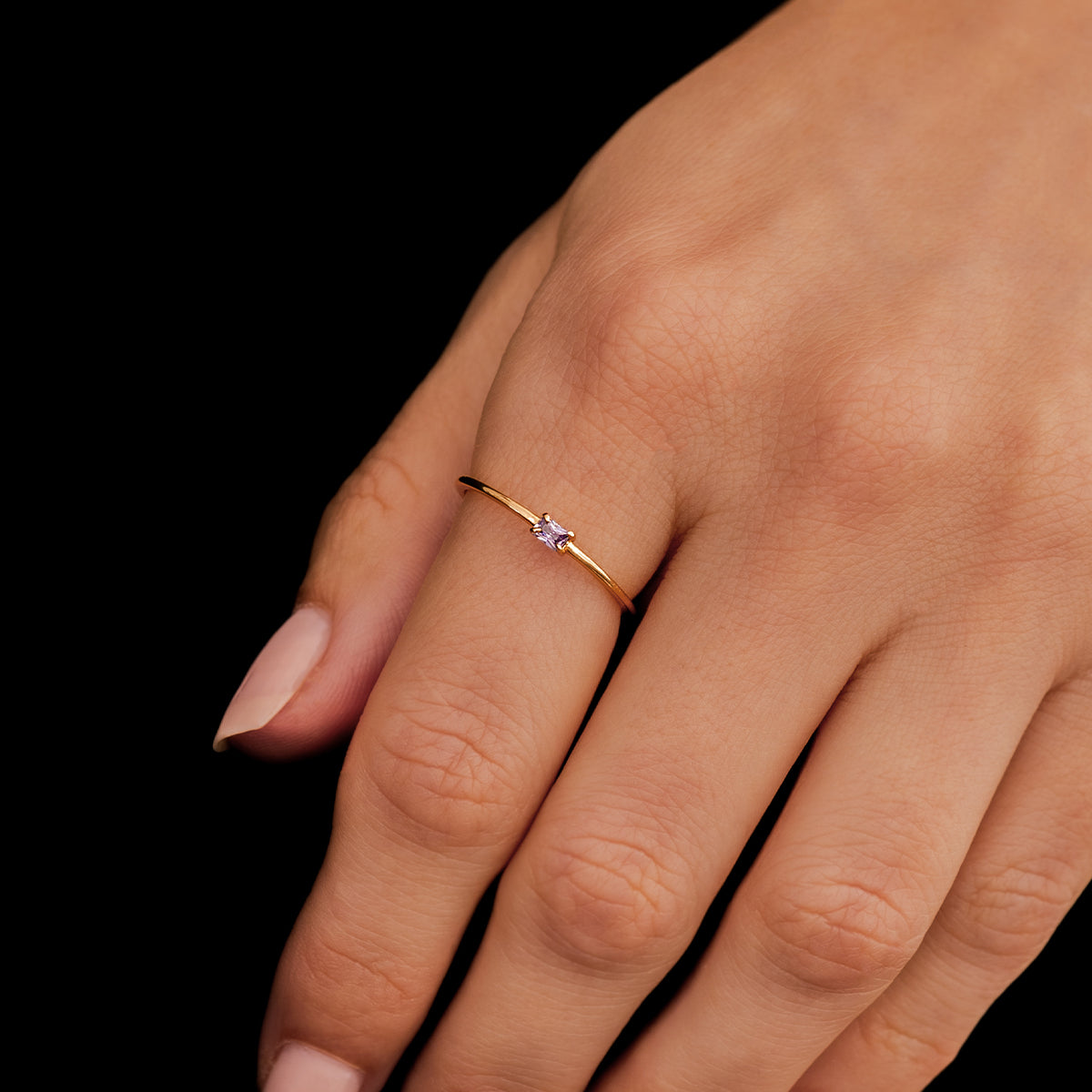 Diamond Dainty Baguette Stacking Ring