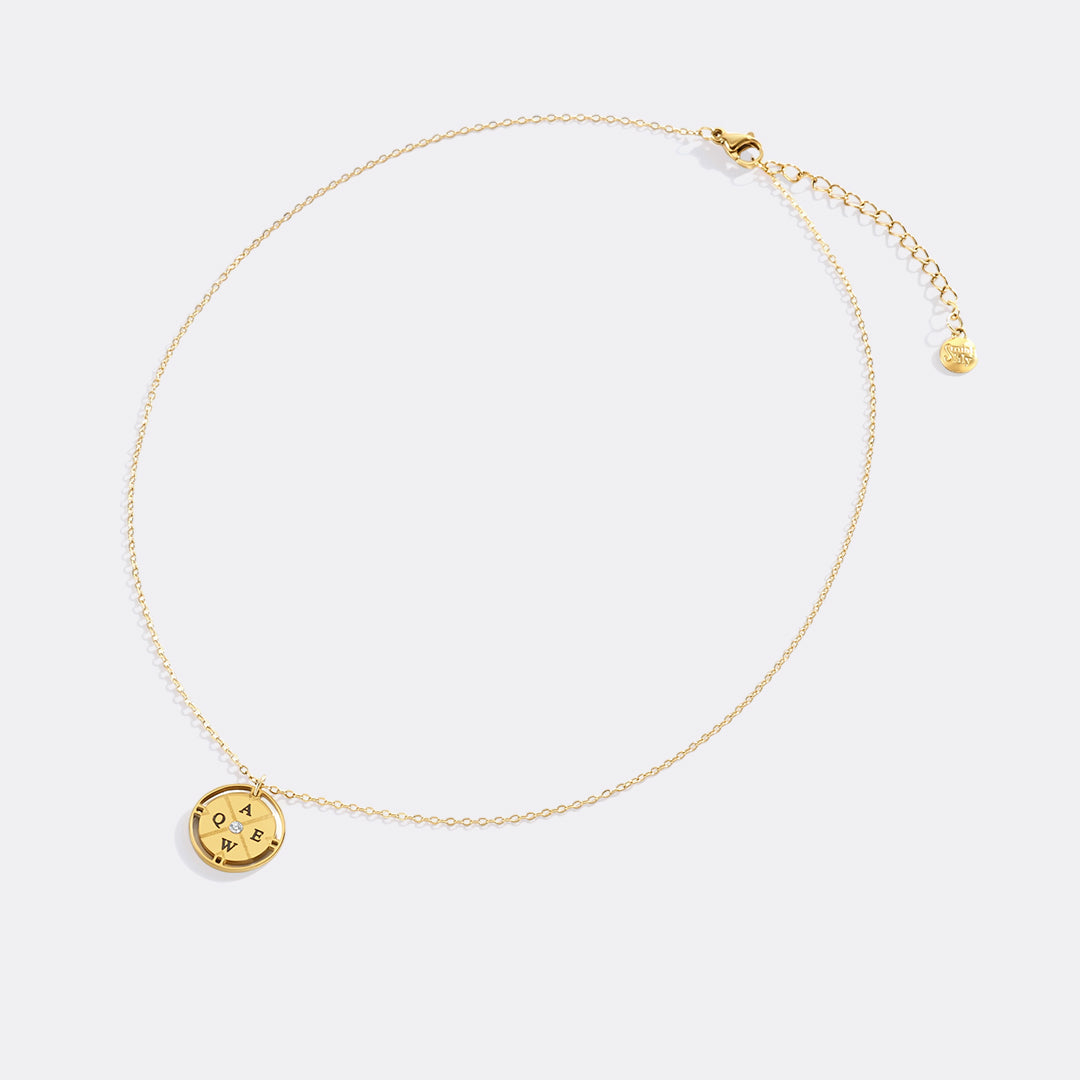 Personalized Mini Compass Pendant Necklace