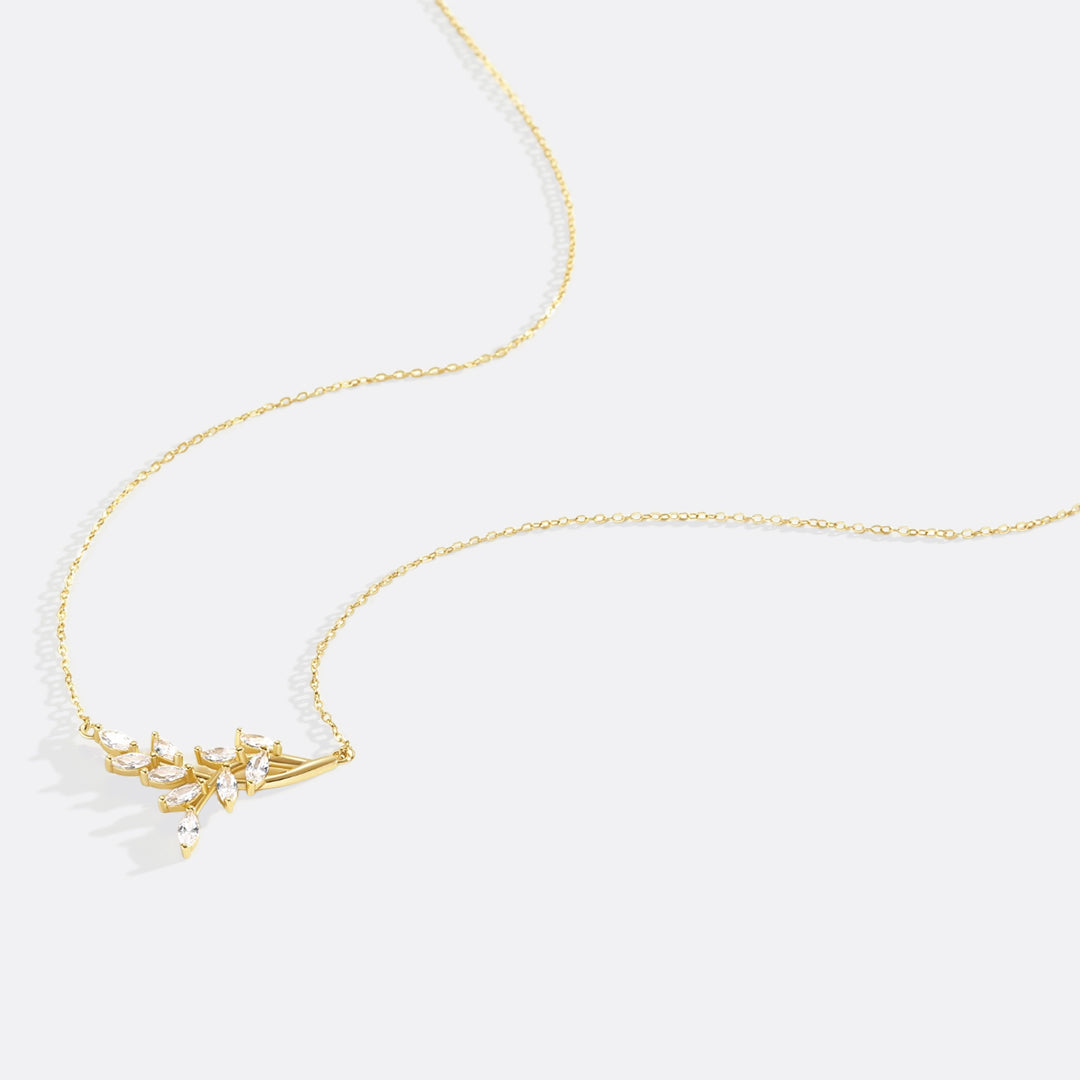 Birthstone Leaf Pendant Necklace