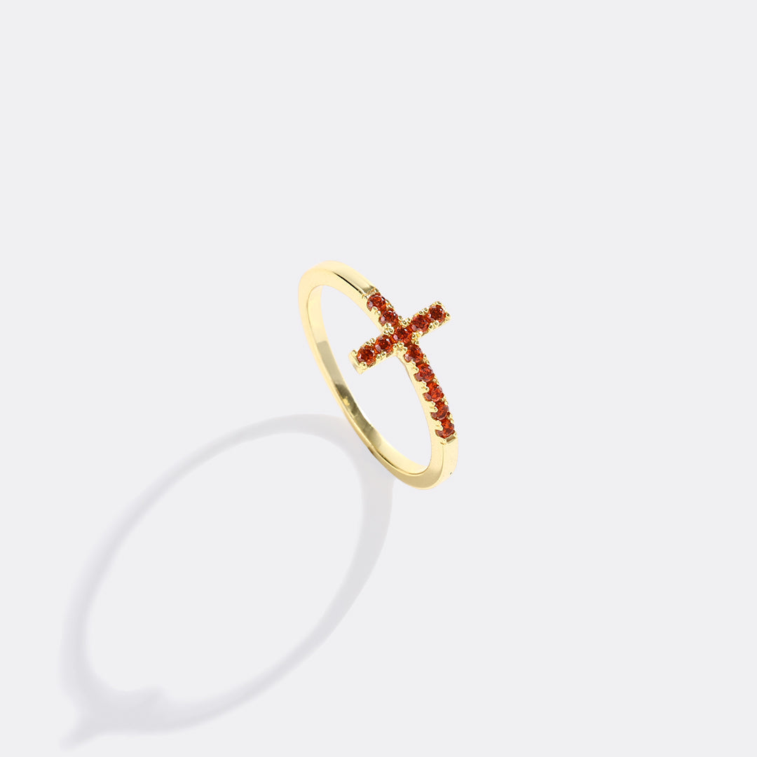 Birthstone Cross Ring