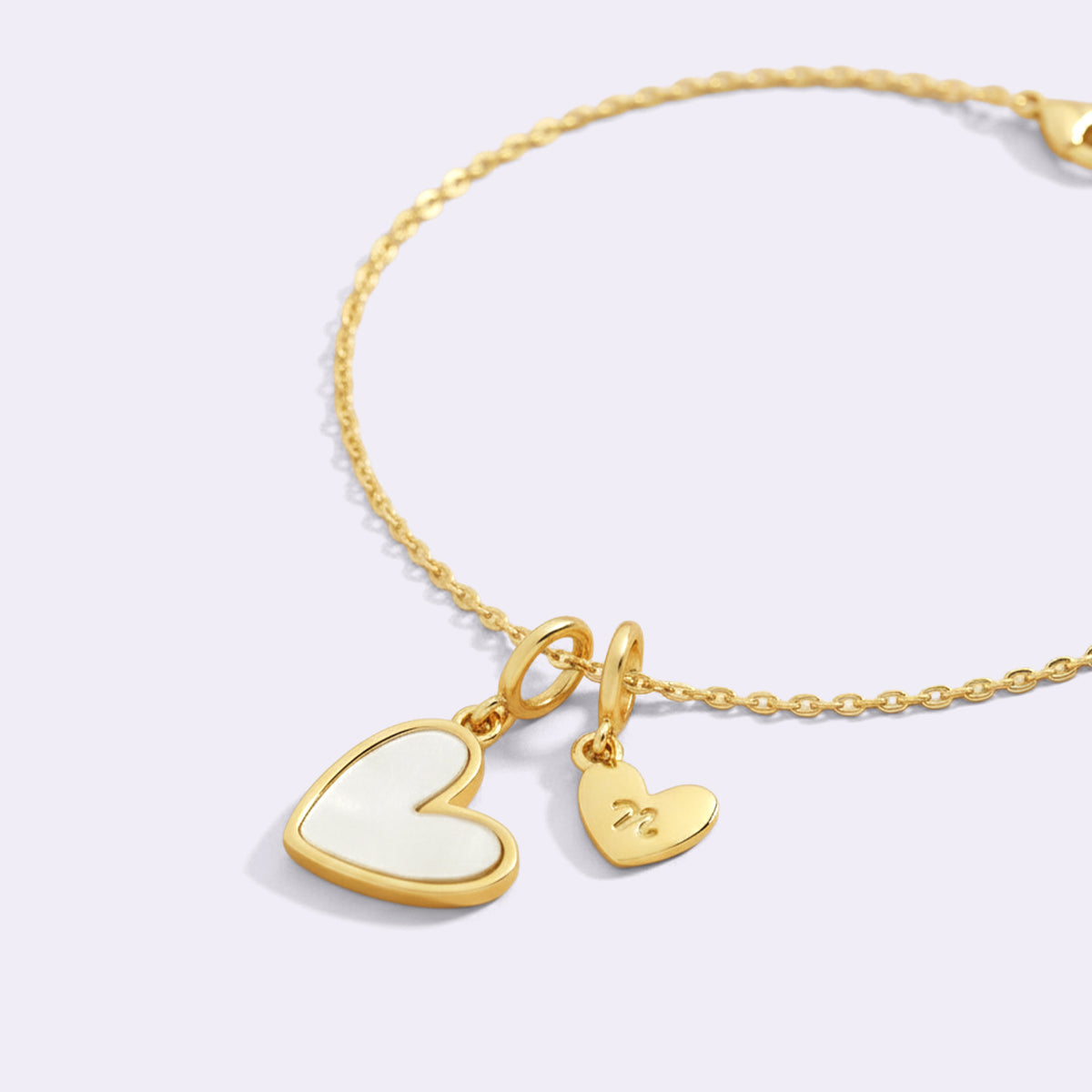Dainty Mother Of Pearl Cable Chain Bracelet with Initial Heart Charm