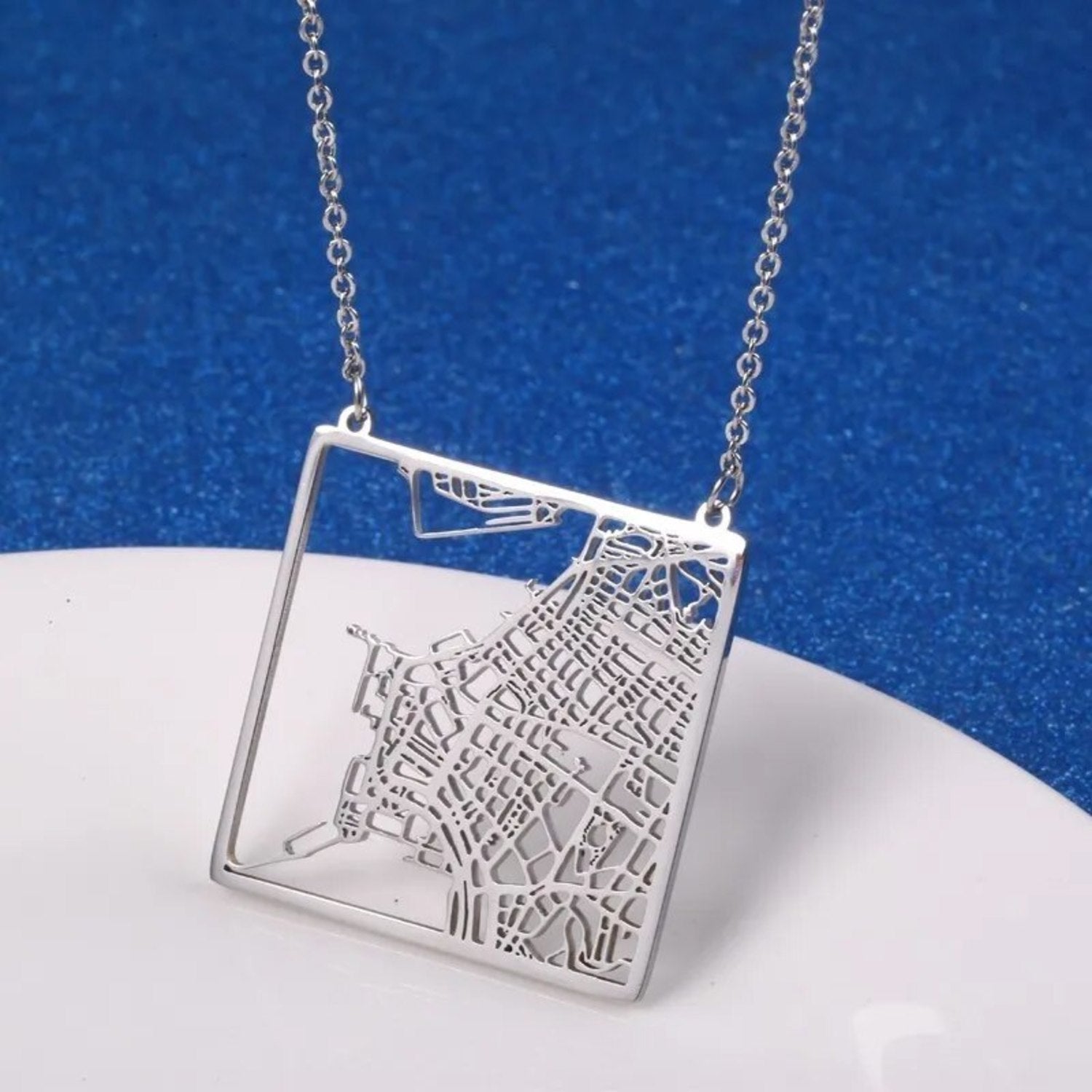 Custom Map Pendant Necklace