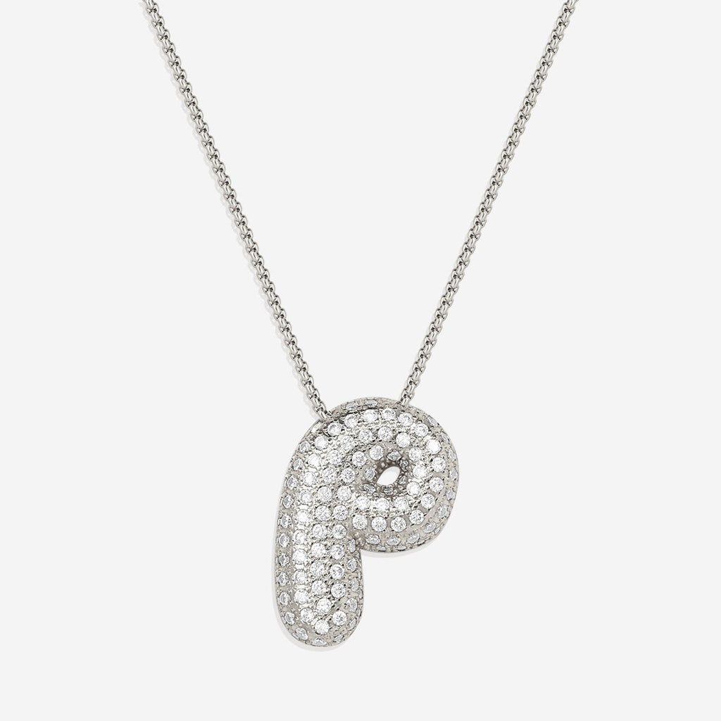 Pave Bubble Initial Necklace