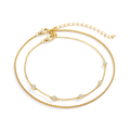 Bezel Set Diamond Bracelet and Box Chain Bracelet Stacking Set