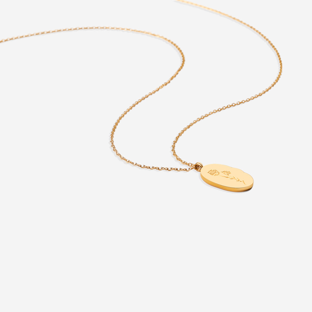 Gold Birth Flower Pendant Necklace