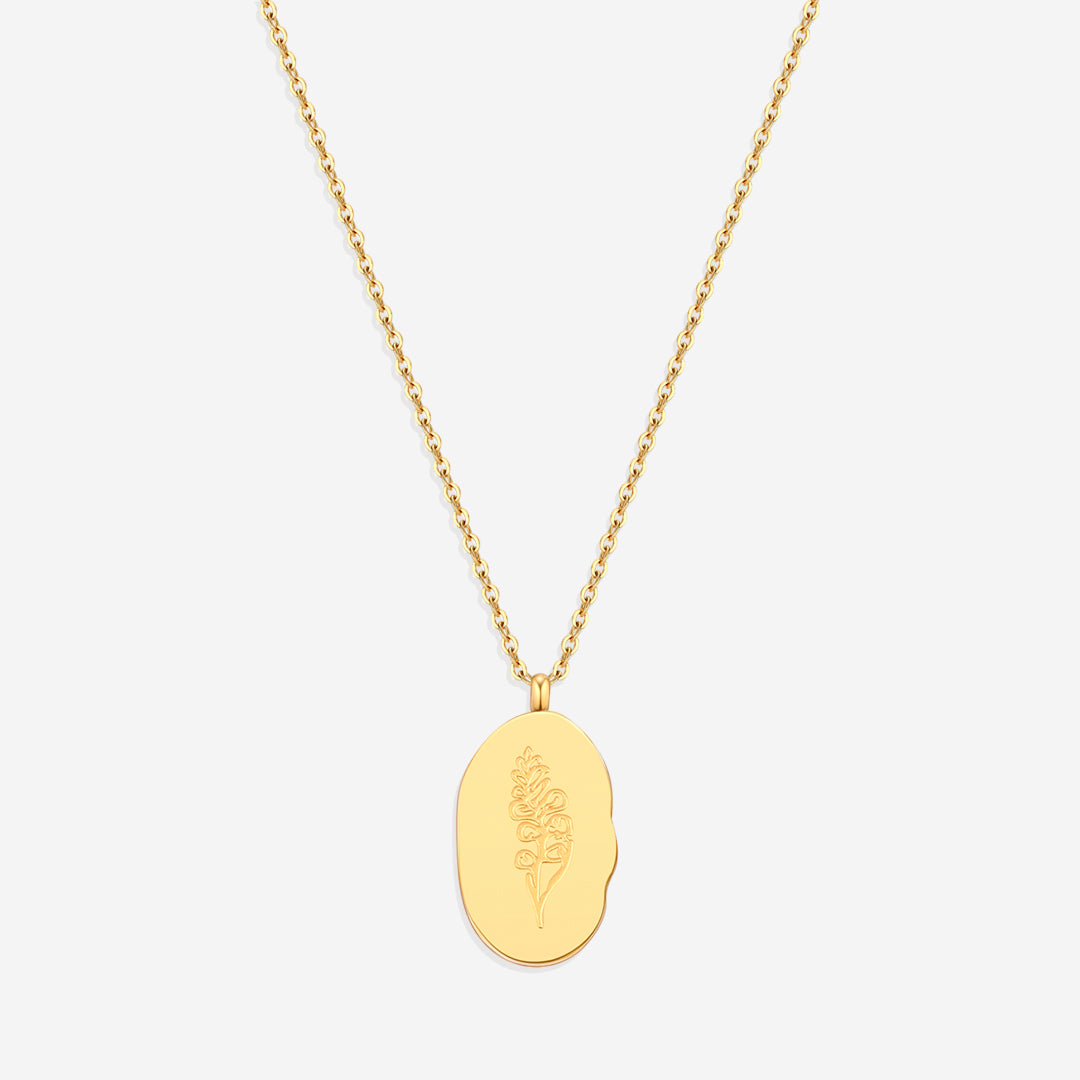 Gold Birth Flower Pendant Necklace