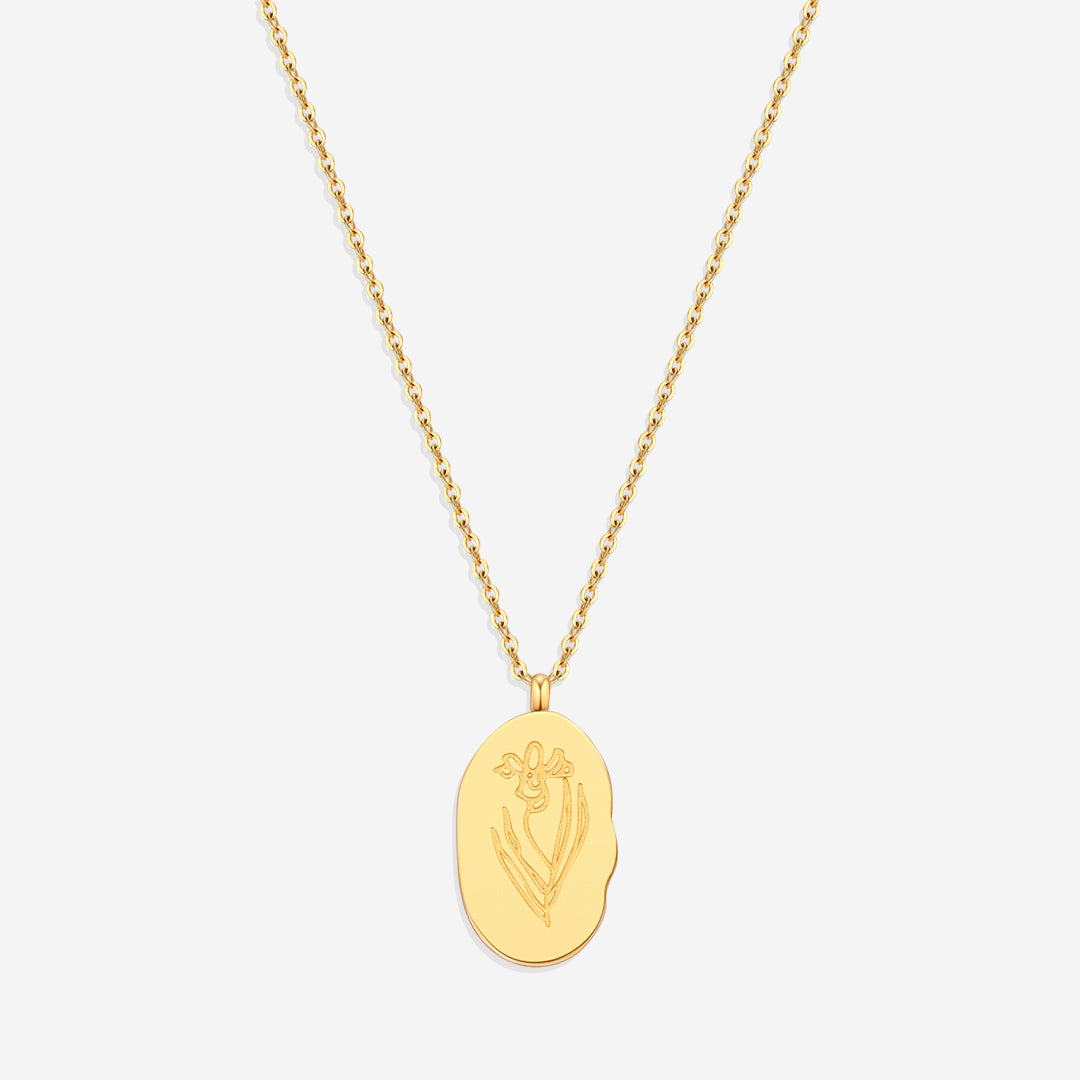 Gold Birth Flower Pendant Necklace