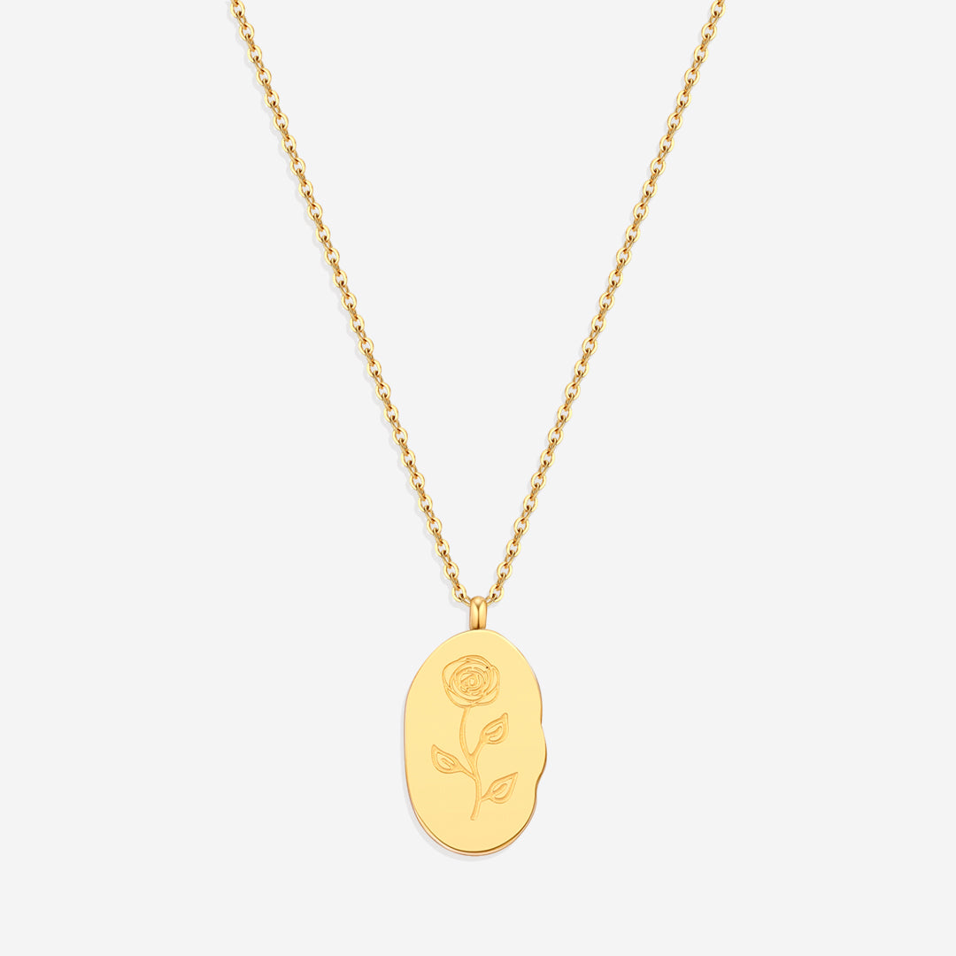Gold Birth Flower Pendant Necklace