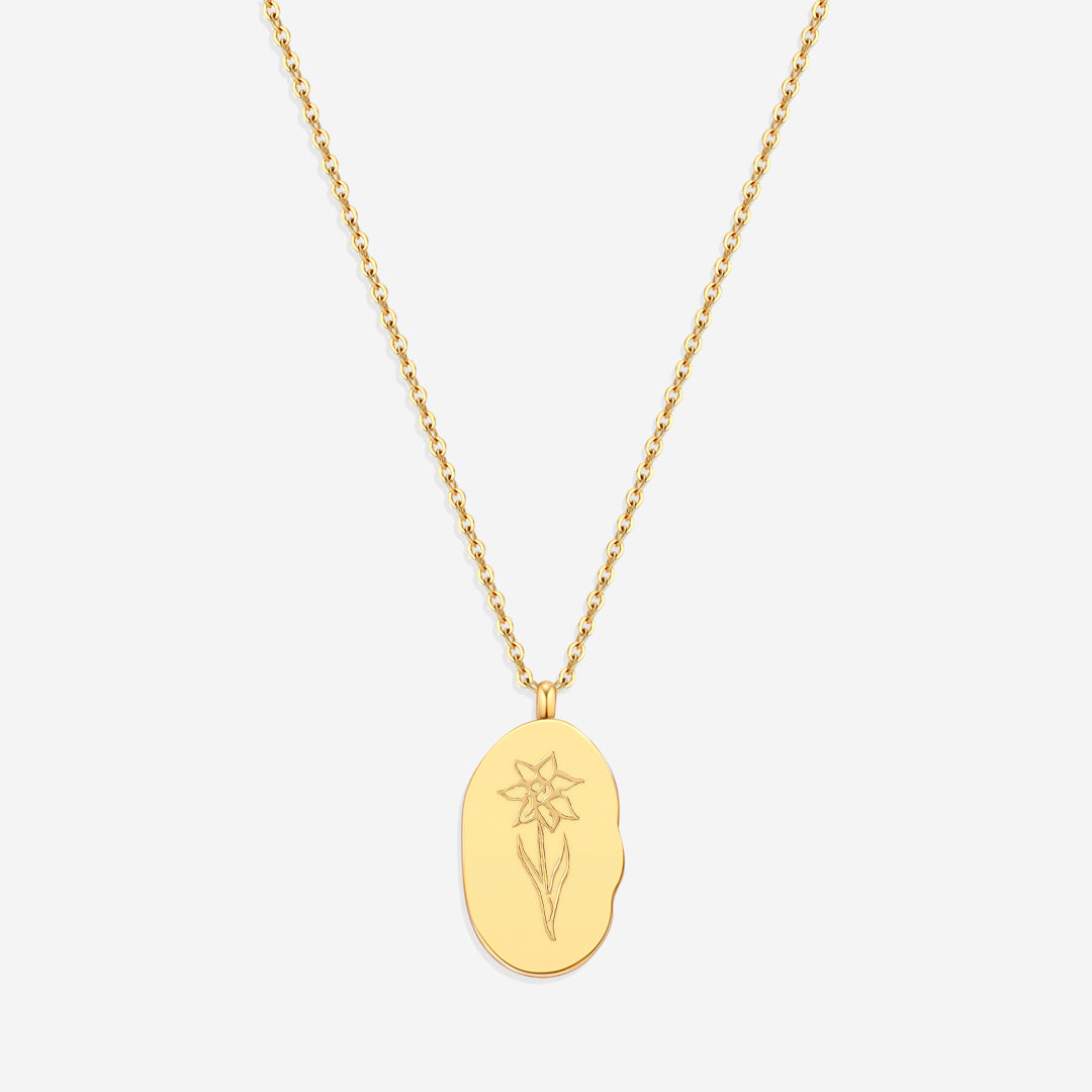 Gold Birth Flower Pendant Necklace