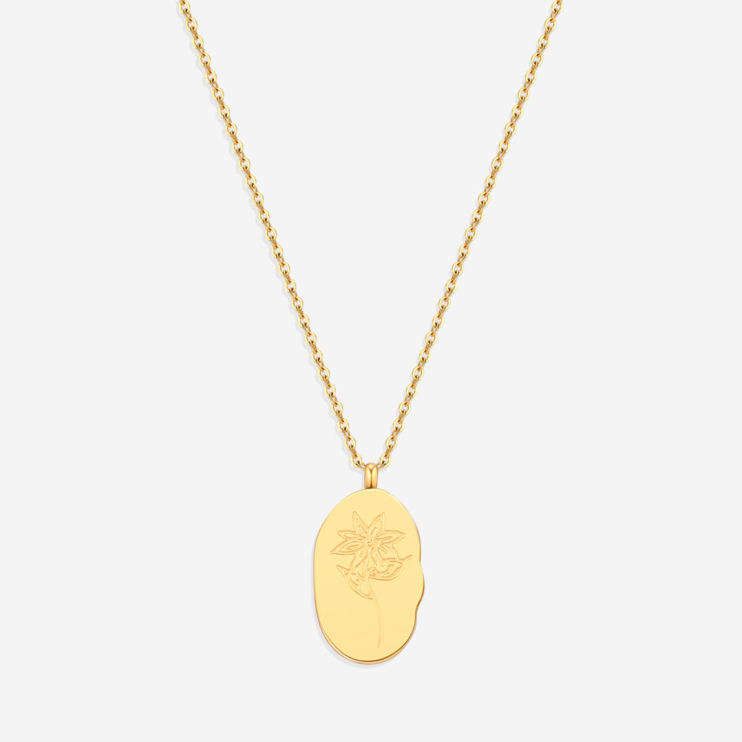 Gold Birth Flower Pendant Necklace