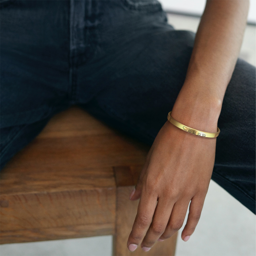 Mama Bear & Her Baby Bears Engraved Cuff Bracelet