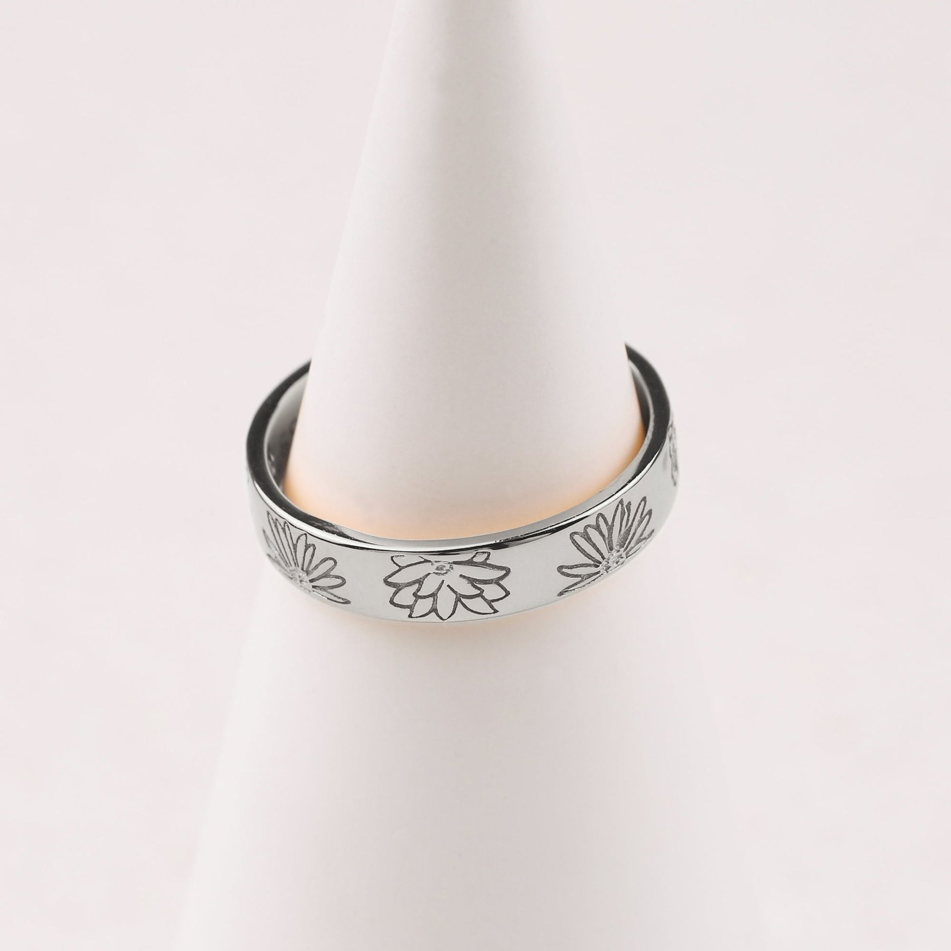 Personalized Stamped Flower Ring