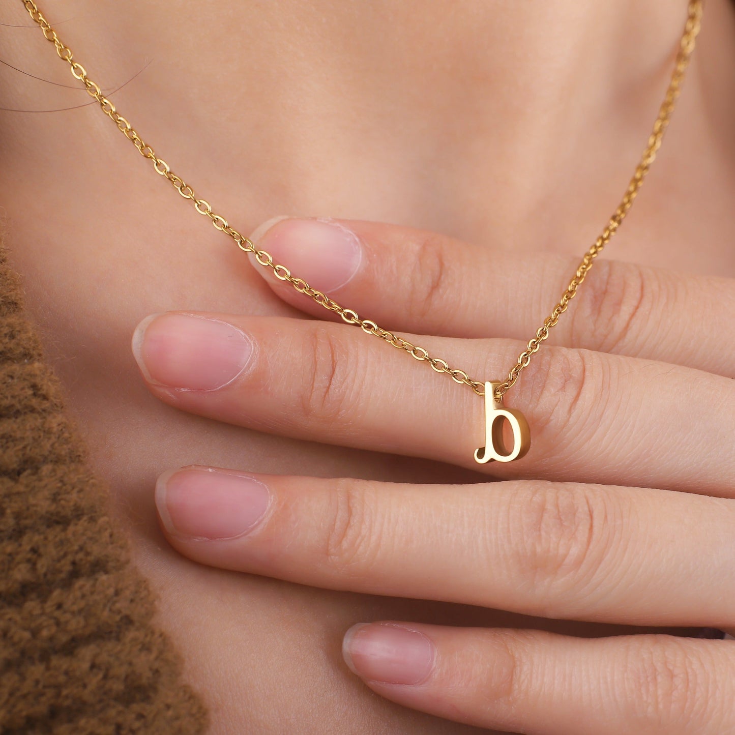 Tiny Script Initial Necklace