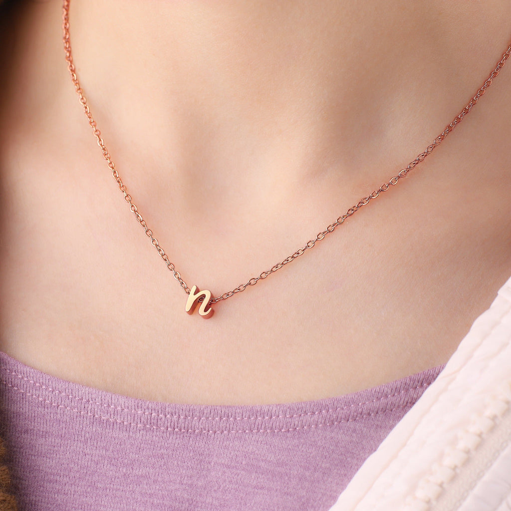 Tiny Script Initial Necklace