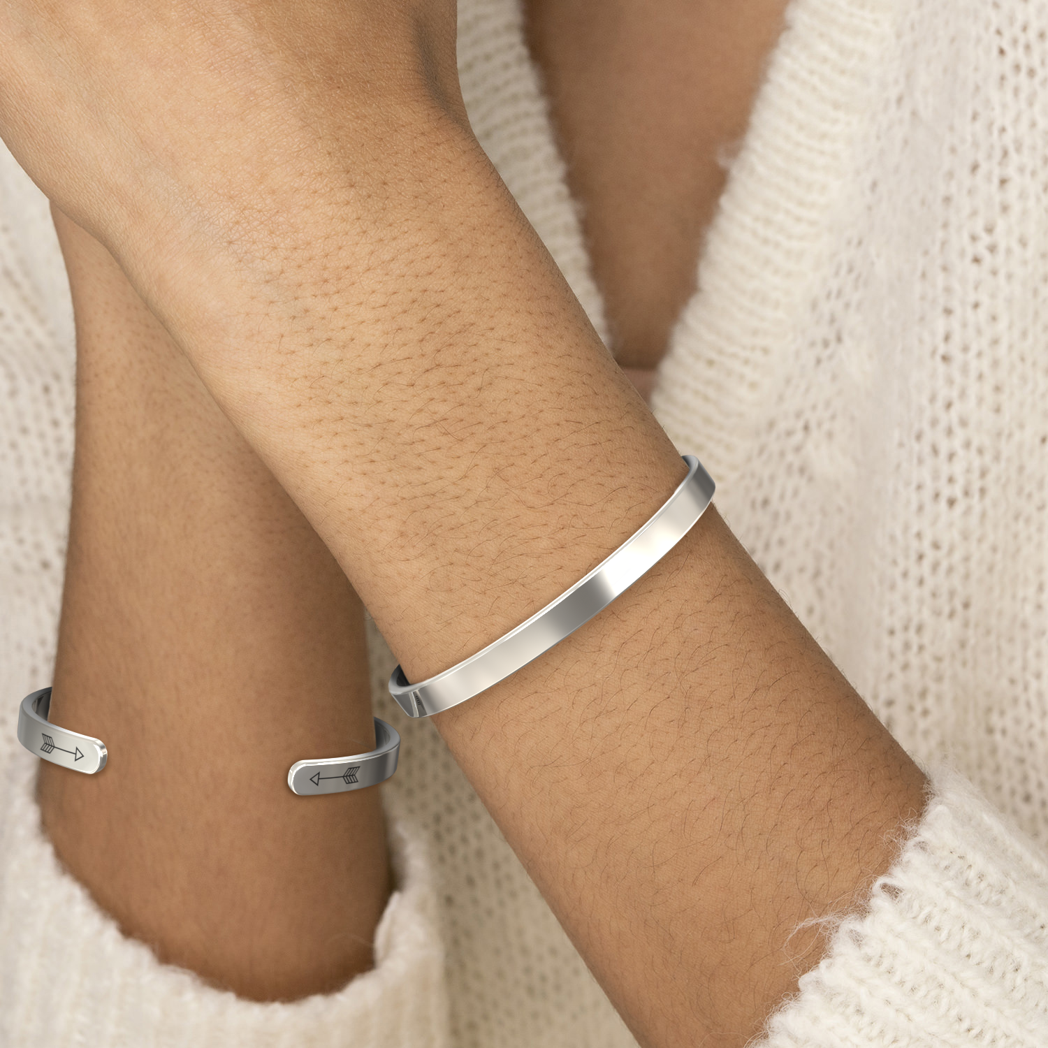 Mama Bear & Her Baby Bears Engraved Cuff Bracelet